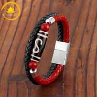 bracelet 3 yeux dzi en agate naturelle∣ Zenbienetre.com
