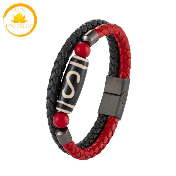 bracelet 3 yeux dzi en agate naturelle∣ Zenbienetre.com