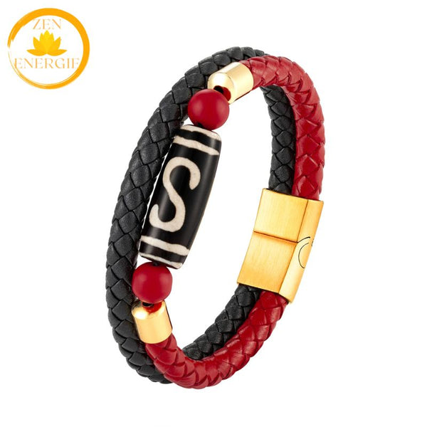 bracelet 3 yeux dzi en agate naturelle∣ Zenbienetre.com