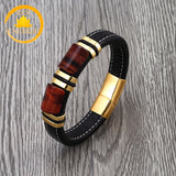 bracelet double plaque en œil de tigre porte-bonheur pour 
hommes∣ Zenbienetre.com