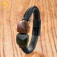 Bracelet artisanal avec pierre naturelle d’Agate mousse – harmonie et connexion à la nature