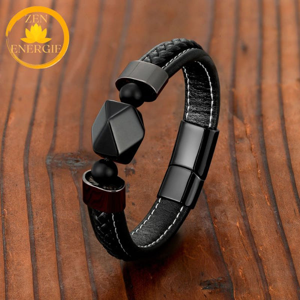 bracelet énergie spirituelle en améthyste naturelle et acier inoxydable∣ Zenbienetre.com
