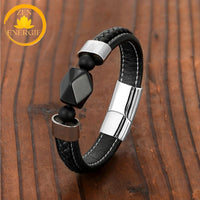 bracelet énergie spirituelle en améthyste naturelle et acier inoxydable∣ Zenbienetre.com
