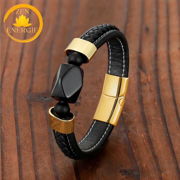 bracelet énergie spirituelle en améthyste naturelle et acier inoxydable∣ Zenbienetre.com