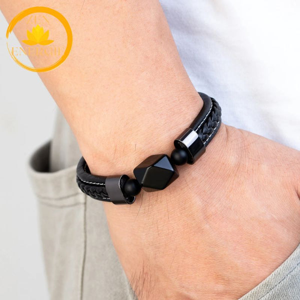 bracelet énergie spirituelle en améthyste naturelle et acier inoxydable∣ Zenbienetre.com