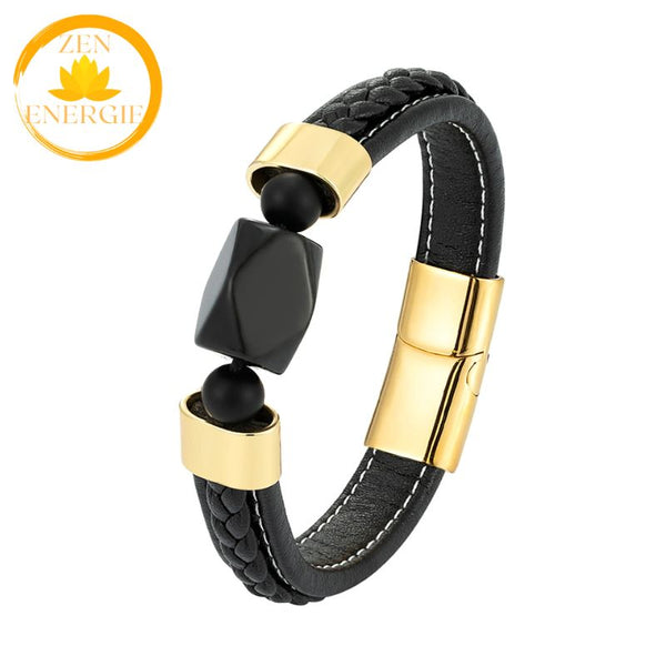bracelet énergie spirituelle en améthyste naturelle et acier inoxydable∣ Zenbienetre.com
