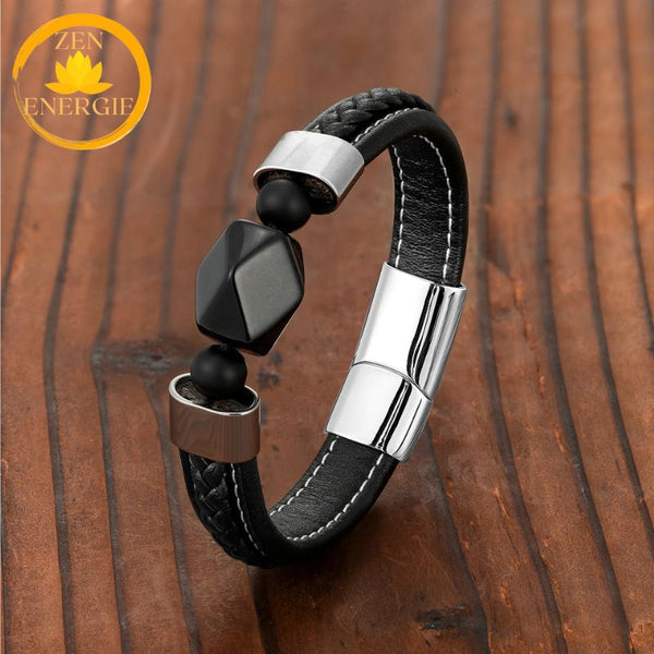 bracelet énergie spirituelle en améthyste naturelle et acier inoxydable∣ Zenbienetre.com