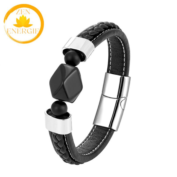 bracelet énergie spirituelle en améthyste naturelle et acier inoxydable∣ Zenbienetre.com