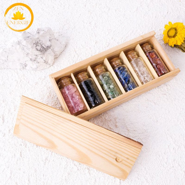 coffret de 6 bouteilles en cristal naturel∣ Zenbienetre.com