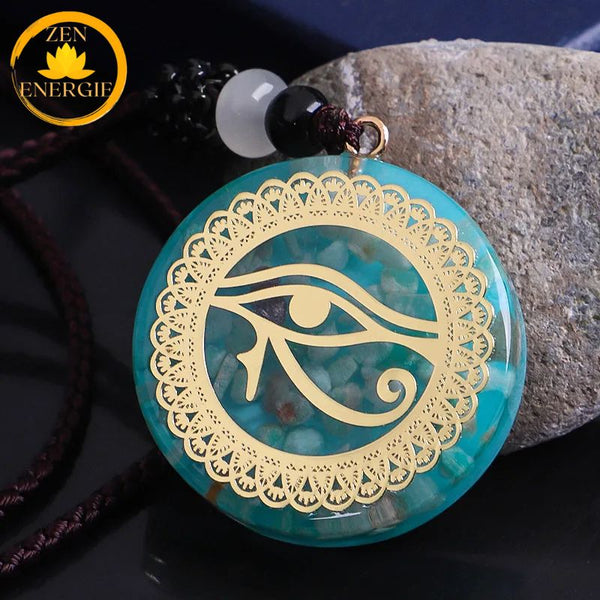 pendentif en orgone rond avec sept chakras∣ Zenbienetre.com