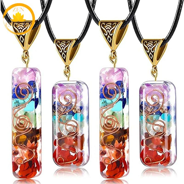 pendentif orgonite en cristal énergétique de 7 chakras∣ Zenbienetre.com