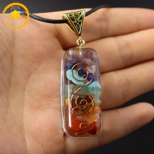 pendentif orgonite en cristal énergétique de 7 chakras∣ Zenbienetre.com