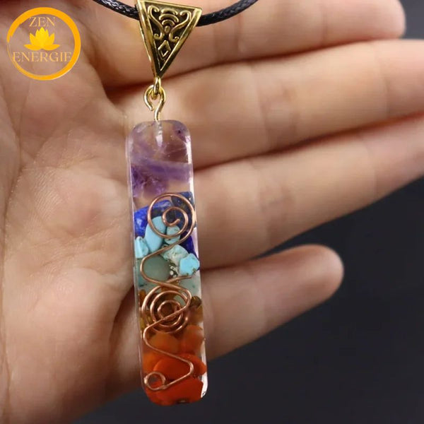 pendentif orgonite en cristal énergétique de 7 chakras∣ Zenbienetre.com