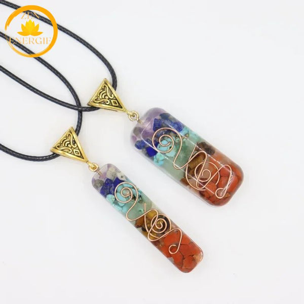 pendentif orgonite en cristal énergétique de 7 chakras∣ Zenbienetre.com