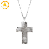 pendentif croix en quartz de cristal naturel∣ Zenbienetre.com