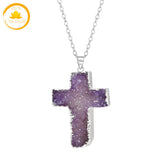 pendentif croix en quartz de cristal naturel∣ Zenbienetre.com