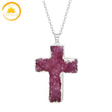 pendentif croix en quartz de cristal naturel∣ Zenbienetre.com