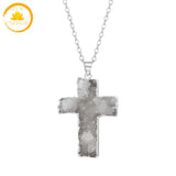 pendentif croix en quartz de cristal naturel∣ Zenbienetre.com