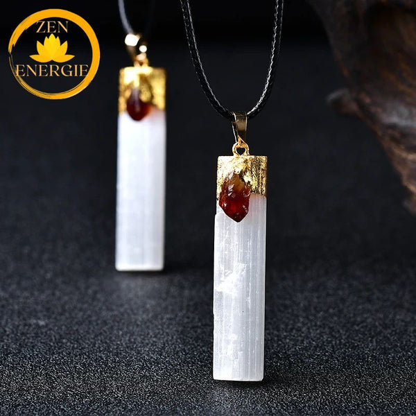 pendentif en pierre de sélénite naturelle∣ Zenbienetre.com