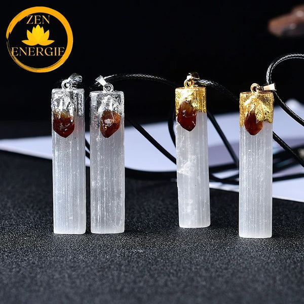 pendentif en pierre de sélénite naturelle∣ Zenbienetre.com