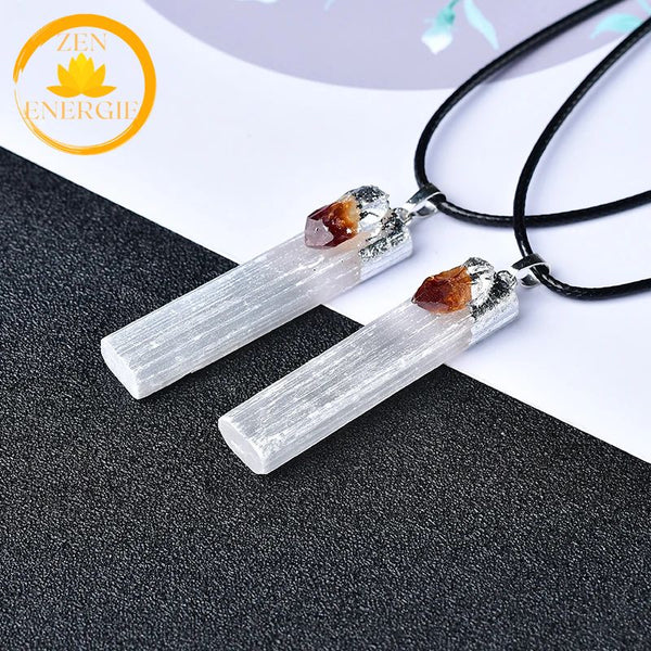 pendentif en pierre de sélénite naturelle∣ Zenbienetre.com