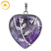 pendentifs cœur en cristal de roche naturelle∣ Zenbienetre.com
