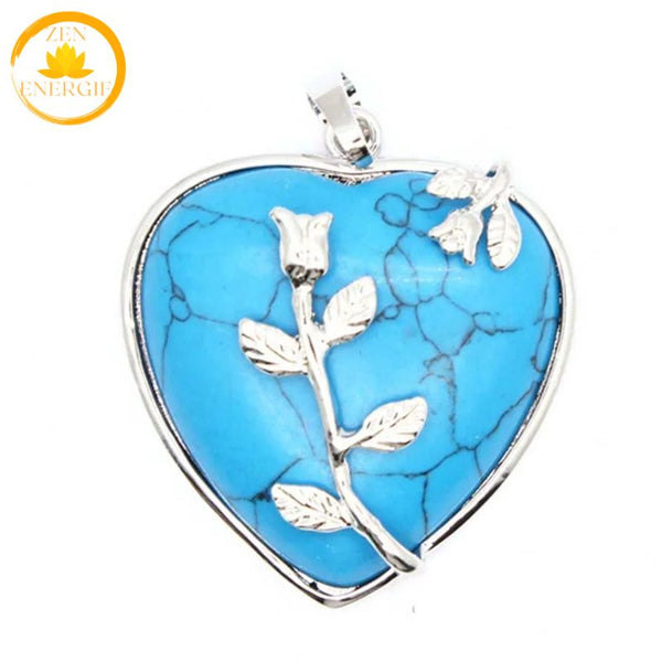 pendentifs cœur en cristal de roche naturelle∣ Zenbienetre.com