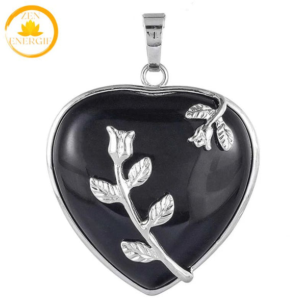 pendentifs cœur en cristal de roche naturelle∣ Zenbienetre.com