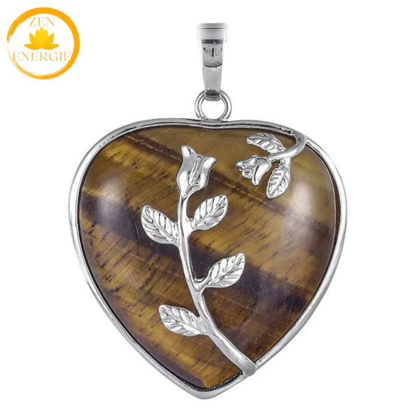 pendentifs cœur en cristal de roche naturelle∣ Zenbienetre.com