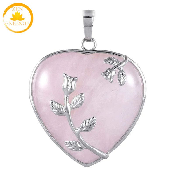 pendentifs cœur en cristal de roche naturelle∣ Zenbienetre.com